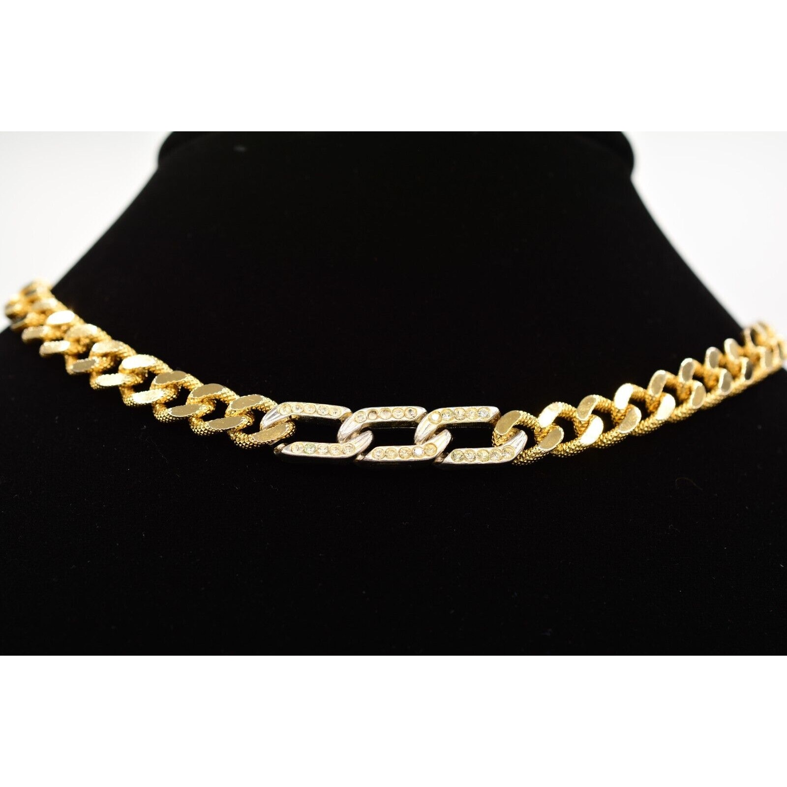 Les Bernard Vintage Necklace Collar Gold Tone Chain Link Signed 80s As Is Bin7b 35$